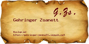 Gehringer Zsanett névjegykártya